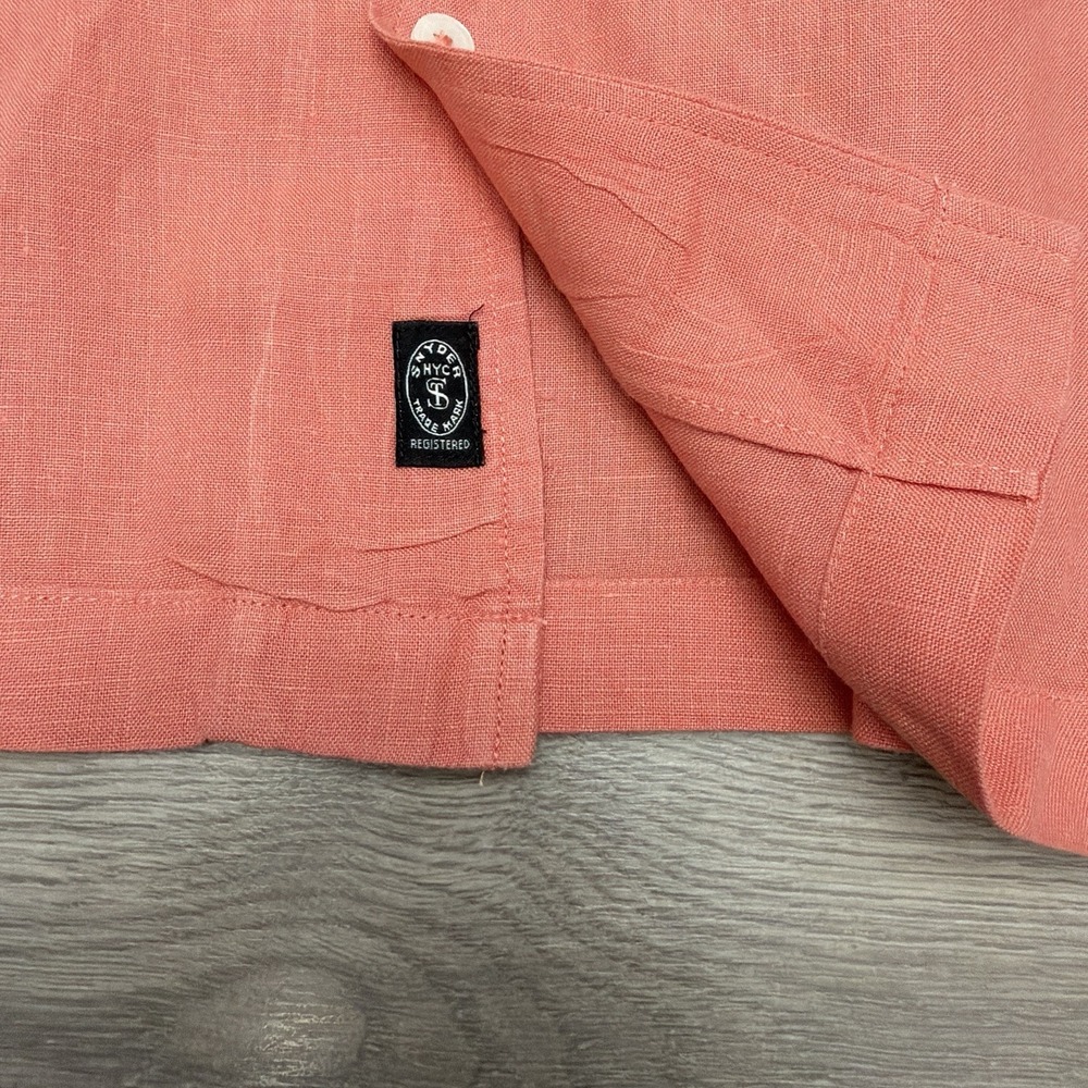 Todd Snyder Loop Collar Camp Shirt Men's Medium Coral 100% Linen - Picture 4 of 10
